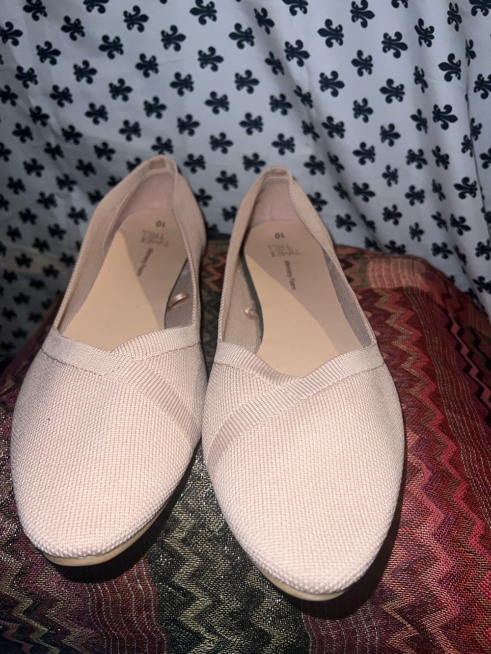 Women's Light Pink Knit Slip-On Flats